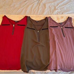 Express Red, Green, and Mauve Zippered Tank Tops